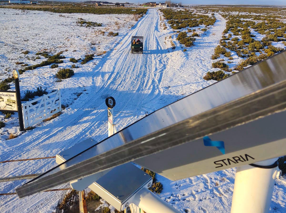 Urbanización con alumbrado solar en la Patagonia